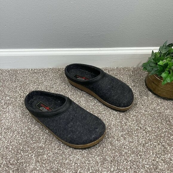 Haflinger GZL Leather Trim Grizzly Clog Slip On Shoes Gray Cork Size 37 US 7 - Picture 1 of 8